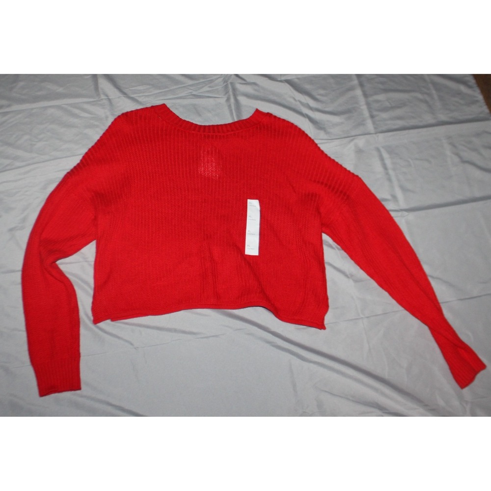 Women's Wild Fable Red Crop Long Sleeve  ribbed Sweater Size XL